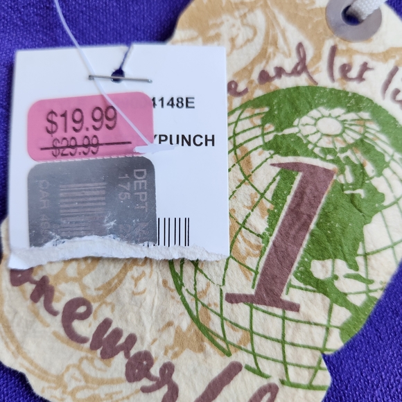 One World, NWT, Live & Let Live Purple Button Crop Cardigan L - Picture 8 of 11